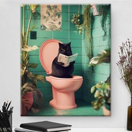 Arte de Parede Gato Engraçado - Decoração Divertida para Banheiro e Casa - imagem 1