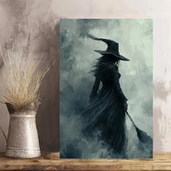 Pôster de Arte de Parede Temático de Bruxa para Halloween - 30x45 cm - Decoração Vintage Rustic para Casa e Escritório - imagem 1