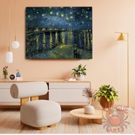Arte de Parede Van Gogh - Noite Estrelada sobre o Ródano | Impressão Premium 68x50cm - imagem 3