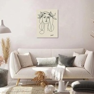 Arte de Parede Picasso - Desenho de Linha Abstrata Mulher em Tela Emoldurada | Decoração Minimalista para Sala de Estar - imagem 3