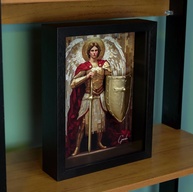 Quadro Decorativo São Miguel Arcanjo - Arte Sacra em Moldura Preta 33x26cm - imagem 5