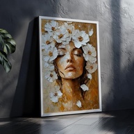 Quadro Decorativo Mulher Flores com Moldura - Arte Feminina Elegante e Moderna para Decoração de Quarto - imagem 5