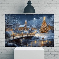 Arte de Parede Vintage Véspera de Natal 30x45cm - Tela Rústica Sem Moldura para Decoração de Casa e Escritório - imagem 2