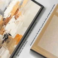 Quadro Decorativo com Moldura - Arte Abstrata Bege Dourado para Sala e Quarto - imagem 3