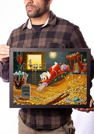 Quadro Decorativo Tio Patinhas - Arte Fortuna Moldurado para Decoração Nostálgica - imagem 1