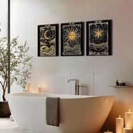 Conjunto de 3 Quadros de Arte de Parede Celestial - Tarô e Astrologia para Decoração Mística - imagem 5