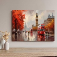Quadro Decorativo Londres 130x90cm - Arte Moderna em Tecido para Quarto e Sala - imagem 5