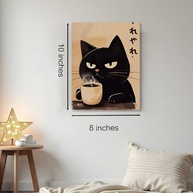 Arte de Parede emoldurada Gato Engraçado - Impressão em Tela Retrô para Decoração de Café, Sala e Quarto - imagem 3
