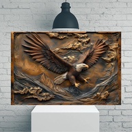 Arte de Parede em Tela Rústica Vintage com Escultura de Águia em Bronze - Pôster 30x45cm Sem Moldura para Decoração de Casa e Escritório - imagem 1