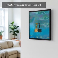 Arte de Parede emoldurada Gato Preto em Estilo Monet - Pintura Texturizada para Decoração Moderna - imagem 3