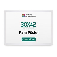 Moldura 30x42 com Vidro - A3 Branca para Quadros, Diplomas e Arte com Proteção de Vidro - imagem 1