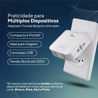 Adaptador Tomada Benjamin Articulado Bivolt 4 Saídas + 2 USB - Viagem e Casa - imagem 2