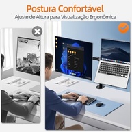 BAZIK Suporte Articulado para Monitor e Notebook – Braço Ajustável com Bandeja para Notebook até 17", Monitores de 13'' a 32'', Suporte para Monitor Duplo com Ergonômico com Organização de Cabos - imagem 4
