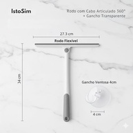 Rodo Multiuso Silicone com Cabo Articulado 360° + Gancho Ventosa – Kit 2 em 1 para Banheiro Seco em Segundos - imagem 4
