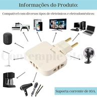 Kit 2 Adaptadores de Tomada Articuláveis 3 Saídas - Organize e Expanda suas Conexões! - imagem 3