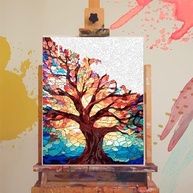 Pintura por Números Árvore - Kit Completo para Adultos com Tinta Acrílica e Telas 40,6 x 50,8 cm - imagem 4