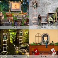 Conjunto de Estátuas de Jardim com Gnomos e Árvore Decorativa - 4 Peças em Resina para Decoração Externa - imagem 5