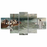 Mosaico MDF Jesus Andando Sobre as Águas 115x60cm - Quadro Decorativo Religioso para Sala - imagem 2