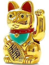 Manekineko Gato da Sorte Dourado com Energia Solar - Simbolismo Asiático de Prosperidade - imagem 3