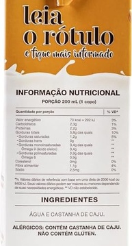 Kit 3 Bebida Vegetal Cajueiro Castanha assada + água e Só 1L - imagem 4