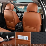 Capas de Assento de Carro em Couro Premium: Conforto Lombar, Universal, Antiderrapante e à Prova d'Água - Marrom Elegante - imagem 5