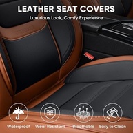 Capas de Assento de Carro em Couro Premium: Conforto Lombar, Universal, Antiderrapante e à Prova d'Água - Marrom Elegante - imagem 3