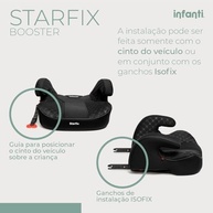 Assento Elevador Infantil Booster Starfix Preto Infanti - Conforto e Segurança Até 10 Anos - imagem 5