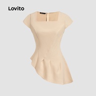 Blusa Cáqui Lovito: Elegância Assimétrica - imagem 2