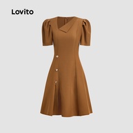 Vestido Lovito Marrom: Elegância Assimétrica - imagem 2