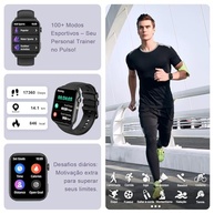 Smartwatch 1.91" LED Full Touch: 100+ Esportes, Chamadas Bluetooth, Assistente Voz - iOS/Android, 2 Pulseiras (Preto) - imagem 4