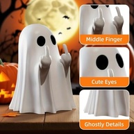 Estatueta de Fantasma com Dedo Médio - Resina Assustadoramente Divertida para Decoração de Halloween - imagem 3
