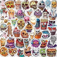 Pacote de Adesivos de Halloween Assustadoramente Divertido: Fantasmas, Abóboras e Caveiras para Personalizar seus Itens! - imagem 2