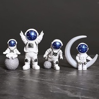 Conjunto de 4 Estátuas de Astronauta Azul e Branco - Decoração Espacial para Quarto, Berçário e Topo de Bolo - imagem 2