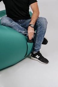 Sofá Inflável Portátil Hug One Verde Petróleo - Nylon Resistente, Até 200kg - imagem 4