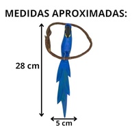 Arara de Galho Mini Decoração Casa Jardim Varanda Sacada - Atelie Center (Azul) - Escultura Artesanal em Madeira - imagem 3