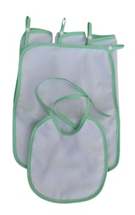 Kit Babador Bebê 5 pçs c 4 Toalhas de boca 37x27 cm e 1 Babador 22x20 cm Poliéster Atoalhado - imagem 1