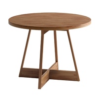Mesa de Jantar Redonda Átria 1594 - Design Moderno com Acabamento Nogal e Rosê - imagem 1