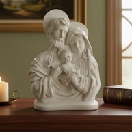 Kit 10 Imagens da Sagrada Família com Auréola 17cm em Gesso Cru - Decoração Religiosa Elegante - imagem 1