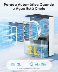 Desumidificador de Ar 6L/Dia com Controle Inteligente - Tanque 2L, Drenagem Contínua, Degelo Automático - imagem 5