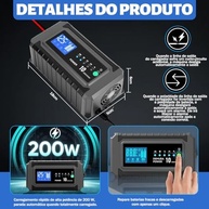 Carregador de Bateria 12V Inteligente: Reparo Automático para Carro e Moto - imagem 3
