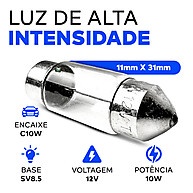 Lâmpadas Torpedo C10W: Kit 10 para Iluminação Automotiva - imagem 2