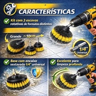 Kit 3 Escovas Rotativas para Furadeira - Limpeza Profunda Automotiva e Doméstica - imagem 4