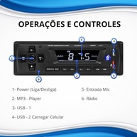 Mp3 Player Automotivo Bluetooth USB Aux SD: Som Completo e Conectividade Total! - imagem 4