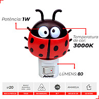 Abajur Joaninha: Luz Noturna Infantil 1W Avant - imagem 2