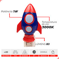 Mini Abajur Foguete Luz Noturna 1W 3000K Bivolt Avant - imagem 2