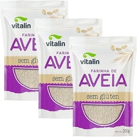 Kit 3 Pouchs de Farinha de Aveia Integral sem Glúten de 200g cada - Vitalin - imagem 1