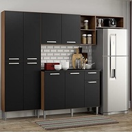 Cozinha Compacta Pequim 9 Portas - Design Moderno em Carvalho Avelã e Preto - imagem 2