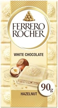 Chocolate Branco Ferrero Rocher Weiss Barra Com Avelãs 90g - imagem 1