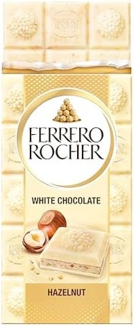 Chocolate Branco Ferrero Rocher Weiss Barra Com Avelãs 90g - imagem 3