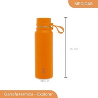 Garrafa Térmica Explorer Laranja 650ml - Aço Inox Premium para Aventuras - imagem 3
